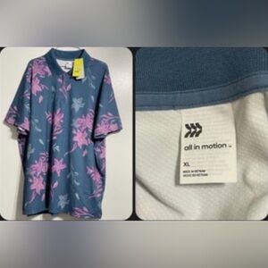 All in Motion Teal and Pink Floral Shirt